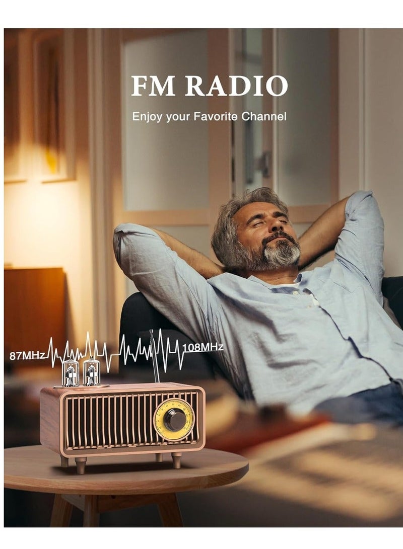 FVWA Retro Bluetooth Speaker, Vintage Radio, bass, Bluetooth 5.4 Wireless Connection, Suitable for Home Office, Outdoor Party, Portable Speaker, Suitable for iPhone, Android Speaker - Image 3